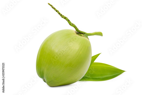 Fresh green coconut with ready to drinking isolated on white background, Refreshing concept, Thirsty, Fresh from garden