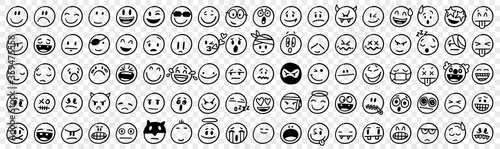 Doodle various emoji set photo