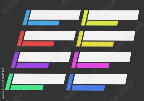 Rótulos vacíos para un informativo en fondo negro.