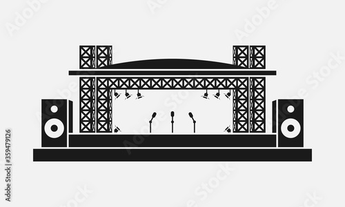 Outdoor concert stage vector icon isolated on white background.