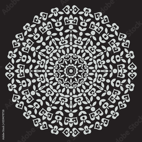 Mandala Pattern in black background.Editable Color.