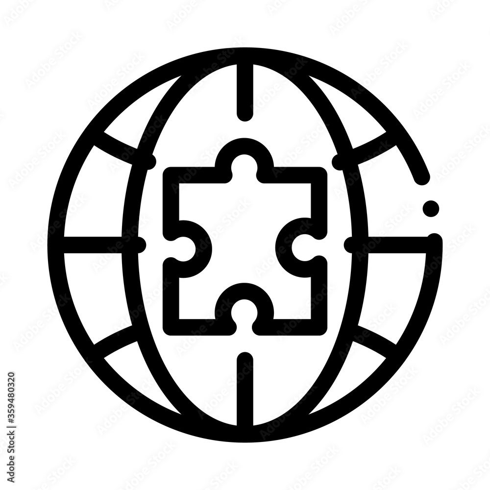 globe puzzle piece icon vector. globe puzzle piece sign. isolated contour symbol illustration globe puzzle piece icon vector. globe puzzle piece sign. isolated contour symbol illustration