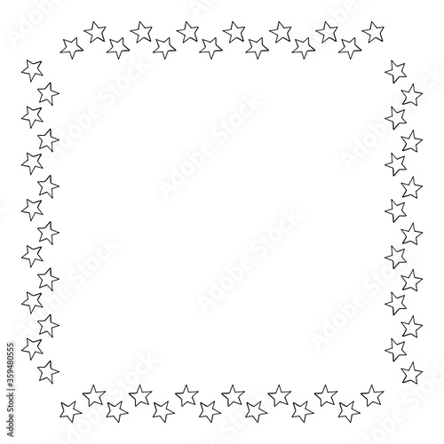 Square frame with stars on white background. Vector image.