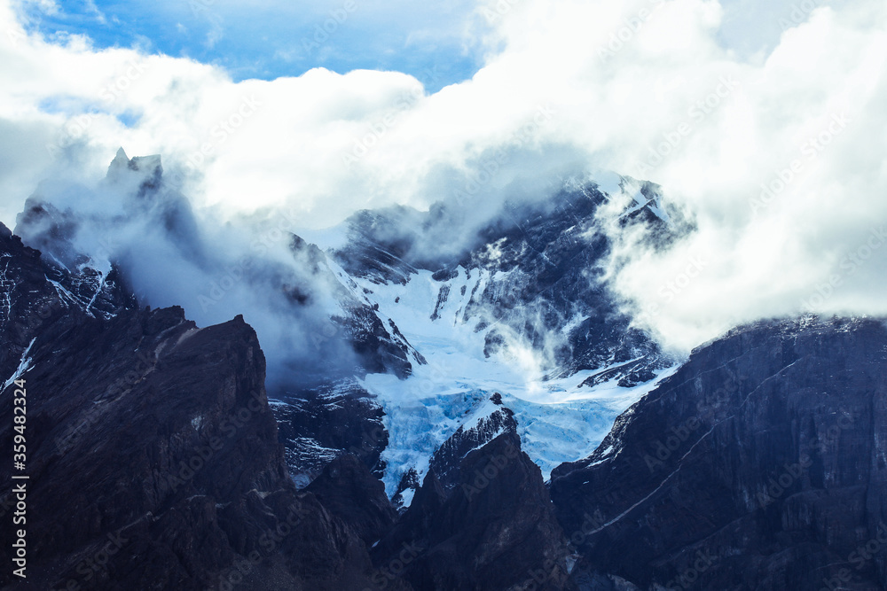 Close up View to the Mountain Peaks in Torres Del Paine National Park, Patagonia, Chile Close up View to the Mountain Peaks in Torres Del Paine National Park, Patagonia, Chile