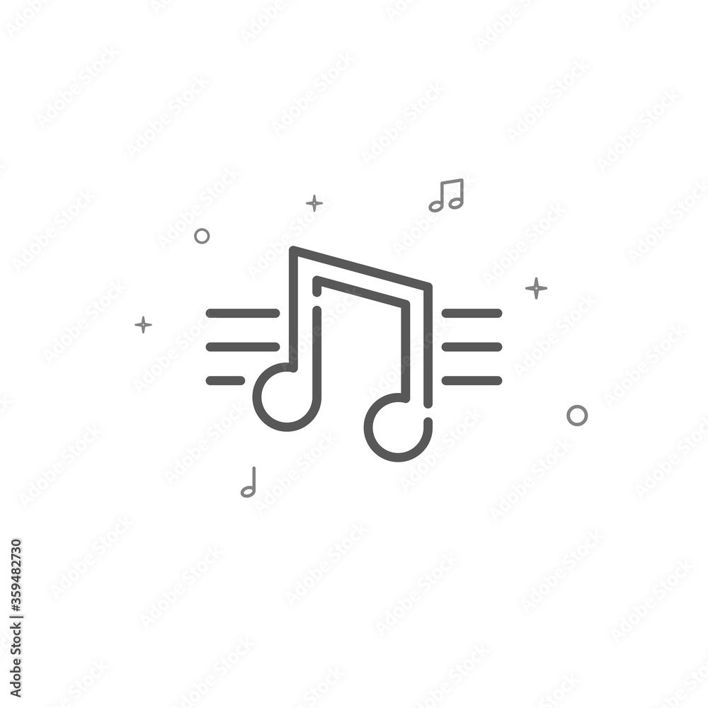 Musical notes simple vector line icon. Music symbol, pictogram, sign. Light background. Editable stroke. Adjust line weight. Musical notes simple vector line icon. Music symbol, pictogram, sign. Light background. Editable stroke. Adjust line weight.