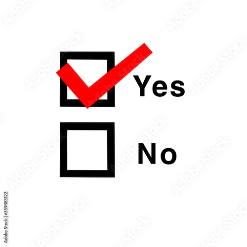 tick boxes with yes and no