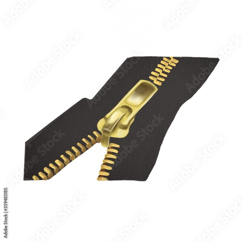 black zipper with gold metal fastening