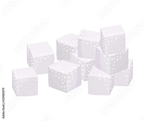 Pile of White Sugar Cubes as Sweetener for Tea and Coffee Vector Illustration