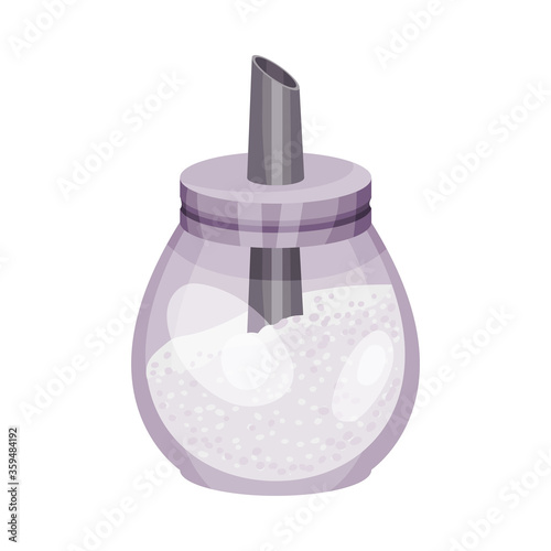 Refined White Sugar in Glass Container as Sweetener for Food and Drink Vector Illustration