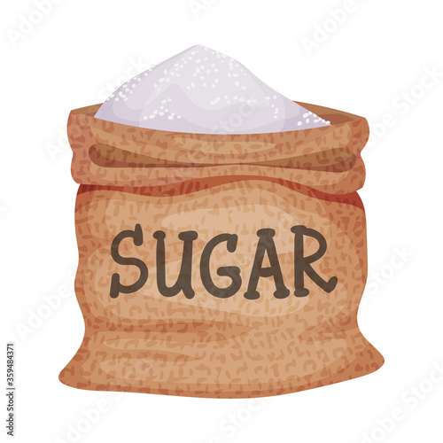 Sack of Refined Sugar as Sweetener for Food and Drink Vector Illustration