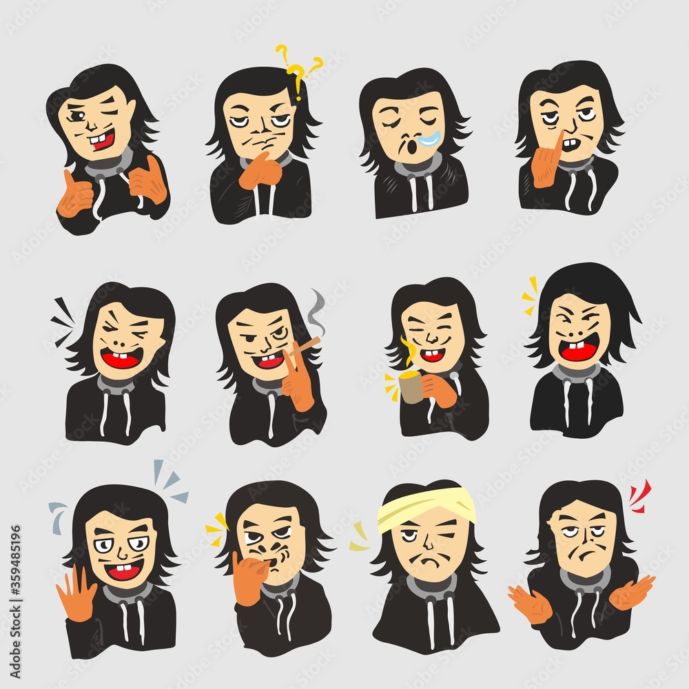 Bundle set Illustration of Emoticon Longish Character Bundle set Illustration of Emoticon Longish Character