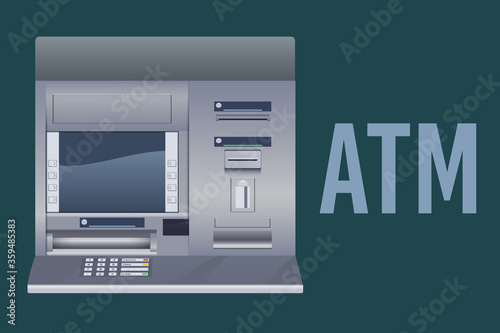 ATM Automated teller machine bank cash realistic vector illustration