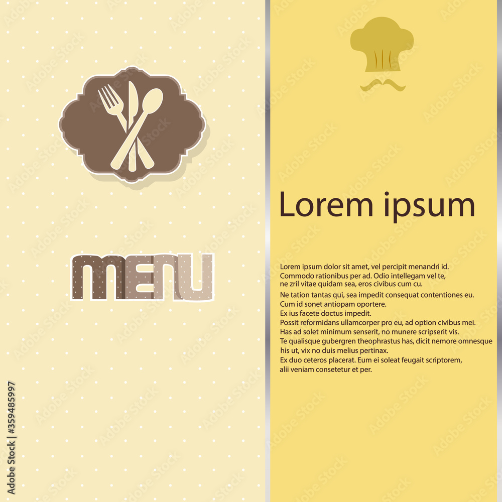 Restaurant menu design. Vector menu brochure template for cafe, coffee house, restaurant, bar.