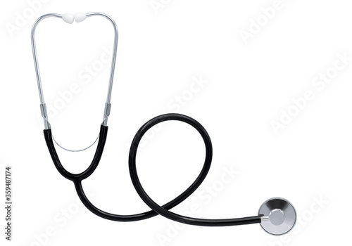 Stethoscope isolated on white background with clipping path.Copy space
