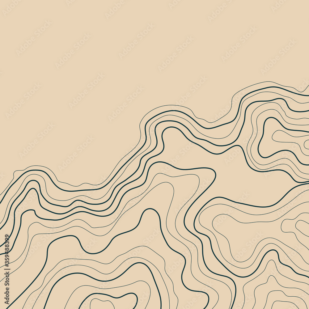 Fototapeta topographic map vector illustration abstract height lines isolated on a brown background