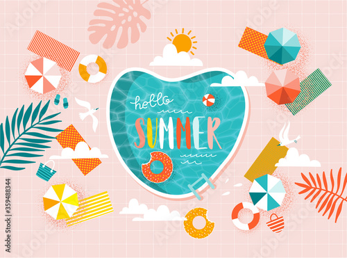 Abstract vector beach pool summer illustration