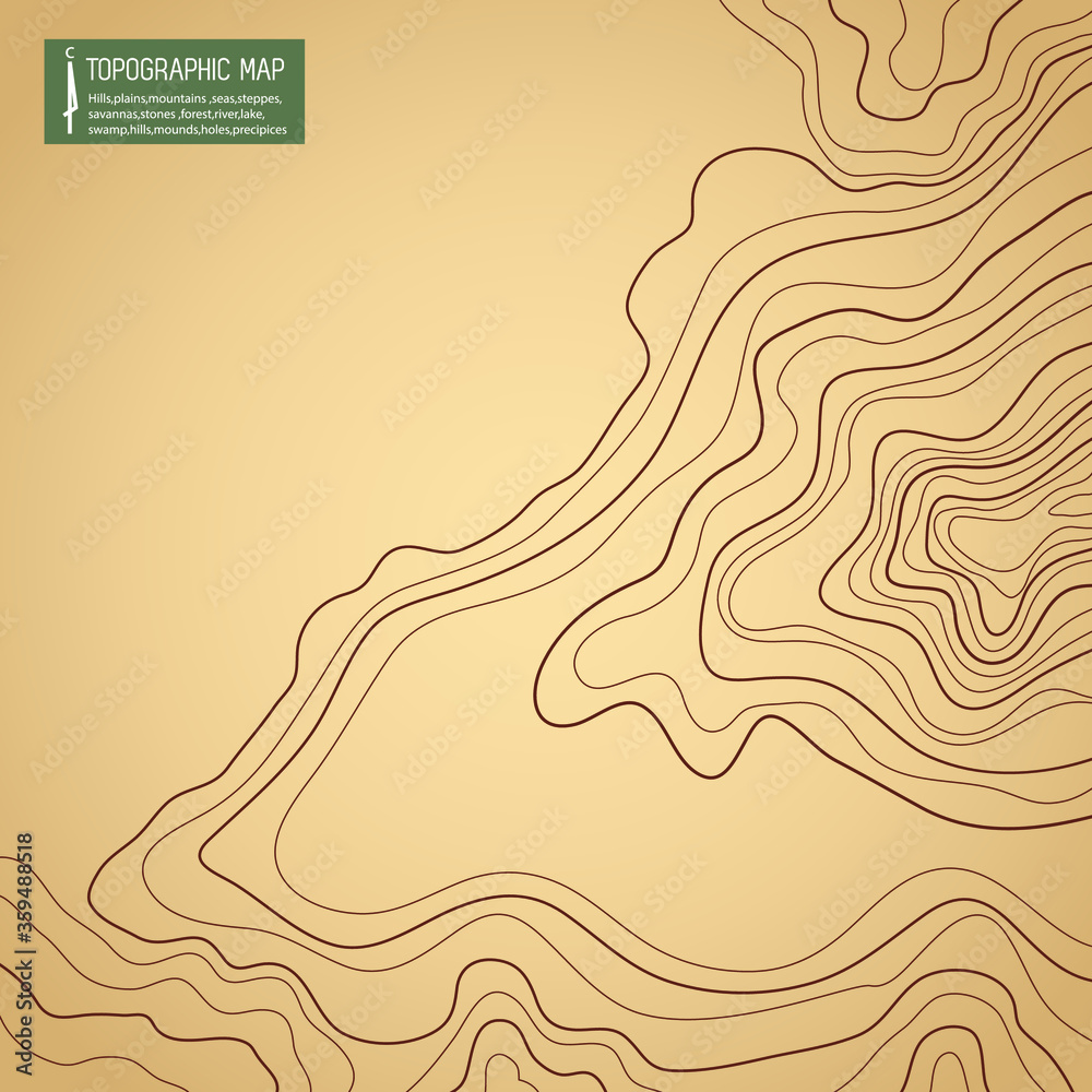 Fototapeta topographic map vector illustration abstract height lines isolated on a brown background