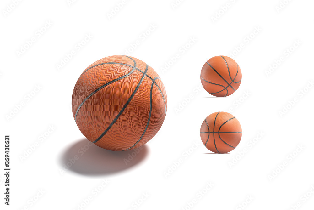 Blank rubber basketball ball mock up, different sides
