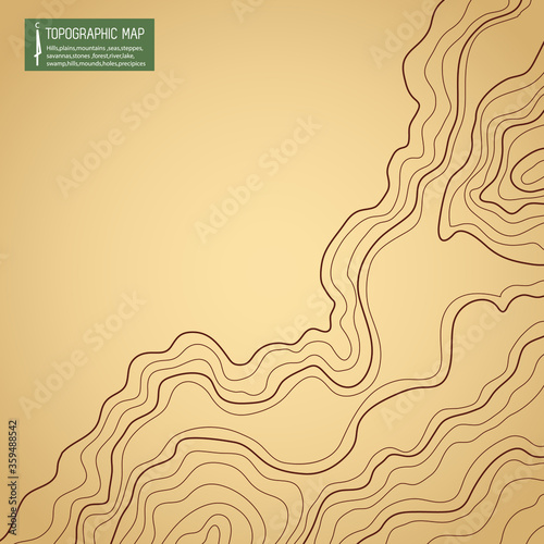 topographic map vector illustration abstract height lines isolated on a brown background