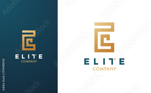 Premium Vector E Logo in two colour variations. Beautiful Logotype for luxury branding. Elegant and stylish design for your Elite company. photo