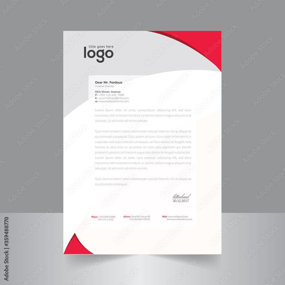 Business style letter head templates for your project.
