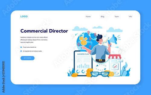 Sales manager or commercial director concept web banner or landing