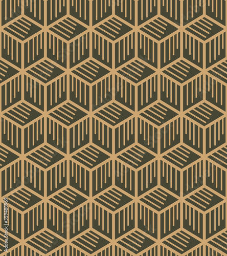 Retro vintage Chinese traditional pattern seamless background square cubic 3D geometry cross line
