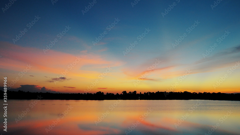 Beautyful vanila sky, Background sky vanilla shades at sunset, pink red Yellow and amber color of the sky