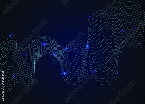 abstract background with wavy lines on a dark background vector highlighting