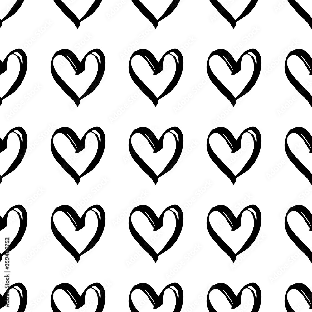 Seamless vector brush pattern with hearts. Seamless vector brush pattern with hearts.