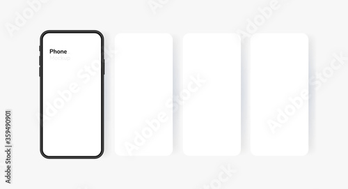 Smartphone blank screen, phone mockup. Carousel style phone screen. Template for infographics or presentation UI design interface