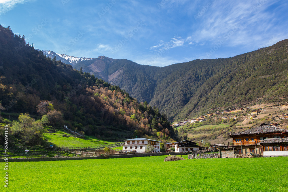 Yubeng, a small Tibetan village in the valley of Snow mountain Meili, in Tibet, China.