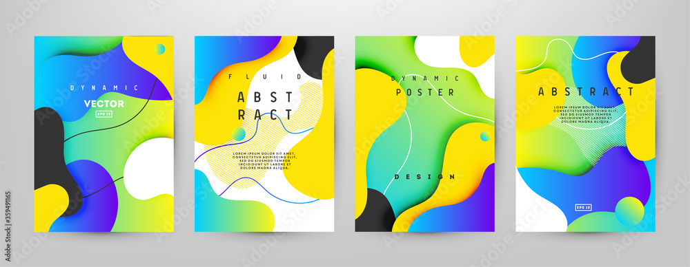 Set of Gradient banners with flowing liquid abstract shapes. Template for the design of your logo, flyer or presentation. Vector eps10.