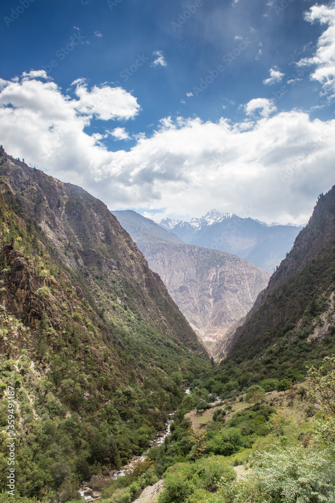 Fototapeta premium A deep valley in Tibet, China.