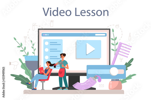 Hairdresser online service or platform. Idea of hair care in salon.