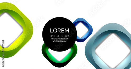 Square geometric vector abstract background, dynamic modern minimal template. Multicolored square shapes with round corners overlapping each other