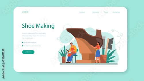 Shoemaker web banner or landing page. Male and female