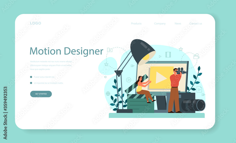 Motion or video designer web banner or landing page . Artist Motion or video designer web banner or landing page . Artist
