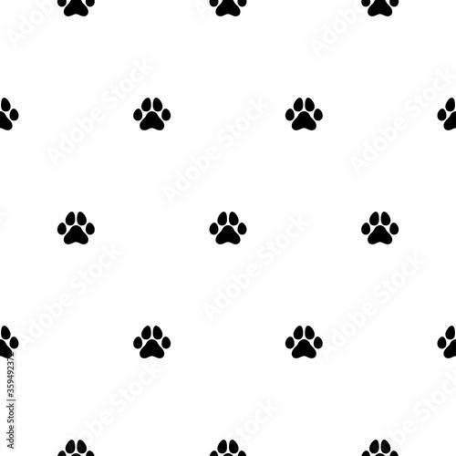 seamless pattern with black cat trace. animal ornament. Vector flat illustration.