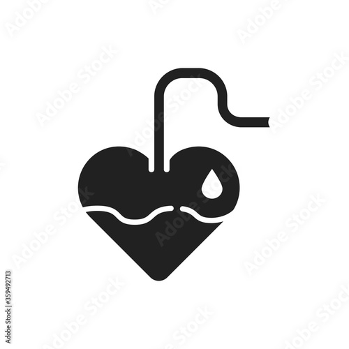 Blood transfusion black glyph icon. Donation, charity concept. Pictogram for web, mobile app, promo. UI UX design element.