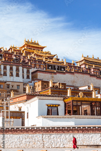 Panorama view of Ganden Sumtseling Monastery, he largest Tibetan monastery in Shangri-La, Yunnan, China.