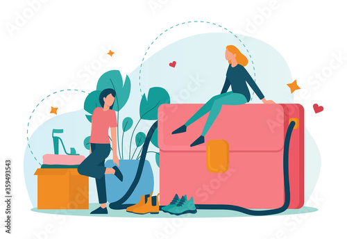 Swap party or flea market concept. Clothes or stuff donation.