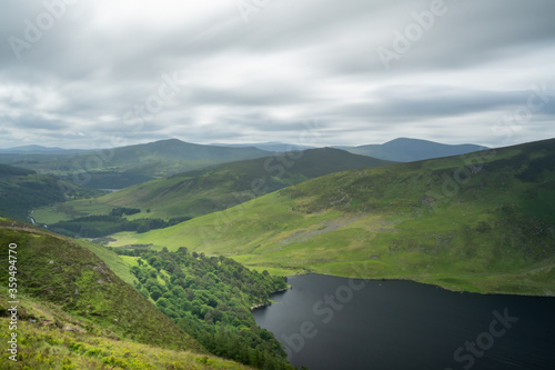 Panoramic view of The Guinness Lake (Lough Tay) - a movie and series location, such as Vikings. Close to Dublin City, popular tourist destination.