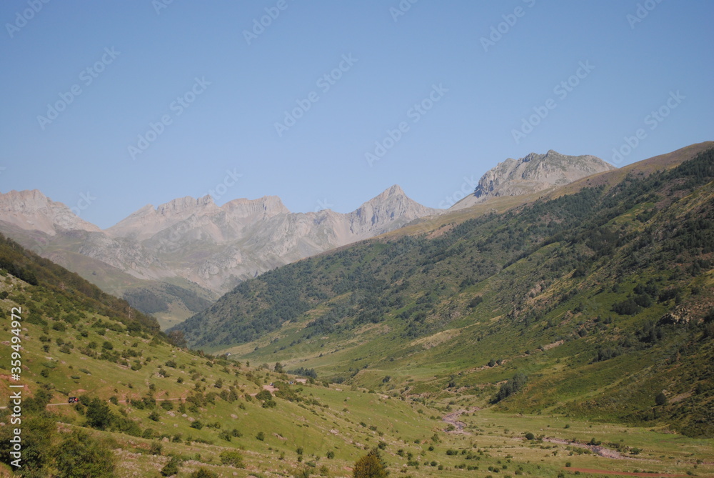 Mountain landscape with rocky mountains at the spanish pyrenees.