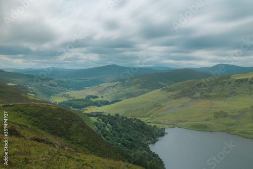 Panoramic view of  The Guinness Lake  Lough Tay  -  a movie and series location  such as Vikings. Close to Dublin City  popular tourist destination.