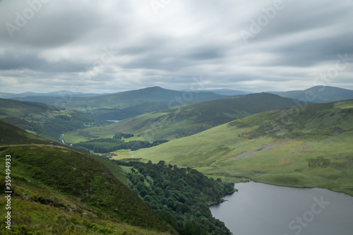 Panoramic view of The Guinness Lake (Lough Tay) - a movie and series location, such as Vikings. Close to Dublin City, popular tourist destination.