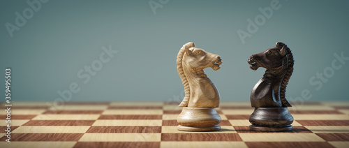 Foto Knights on a chessboard