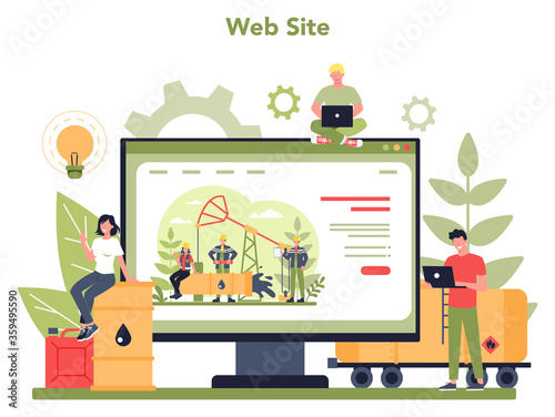 Oilman and petroleum industry website. Pump jack extracting crude