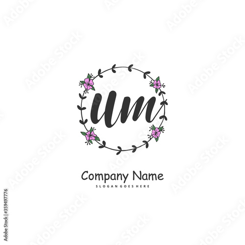 U M UM Initial handwriting and signature logo design with circle. Beautiful design handwritten logo for fashion, team, wedding, luxury logo.