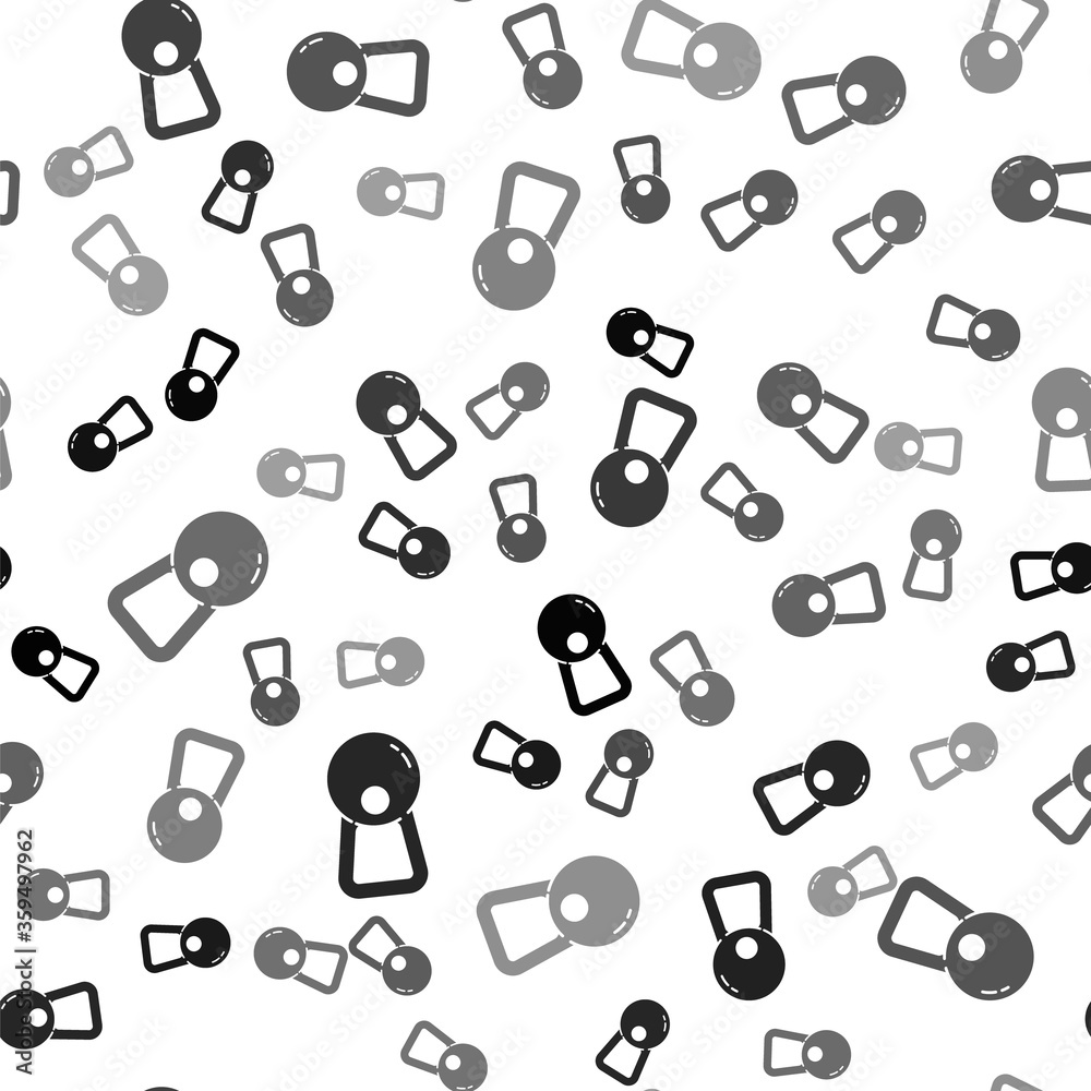 Black Kettlebell icon isolated seamless pattern on white background. Sport equipment.  Vector Illustration